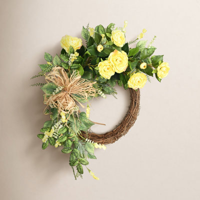 24" Handcrafted Peony No Holiday Wreath