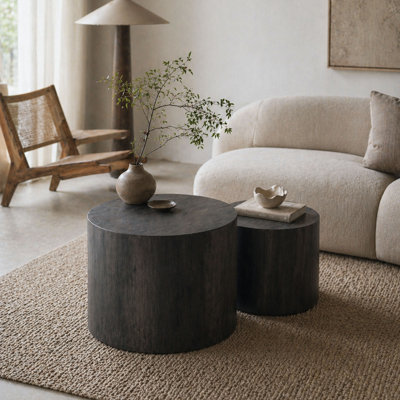 Ensemble de 2 tables basses rondes en bois Nesting