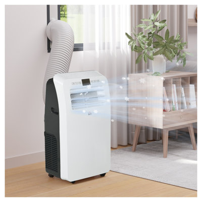 Climatiseur portatif HOMCOM 12 000 BTU pour pièces jusqu'à 550 pi², unité 3-en-1 avec déshumidificateur, ventilateur, télécommande, minuterie 24 h et trousse de fenêtre