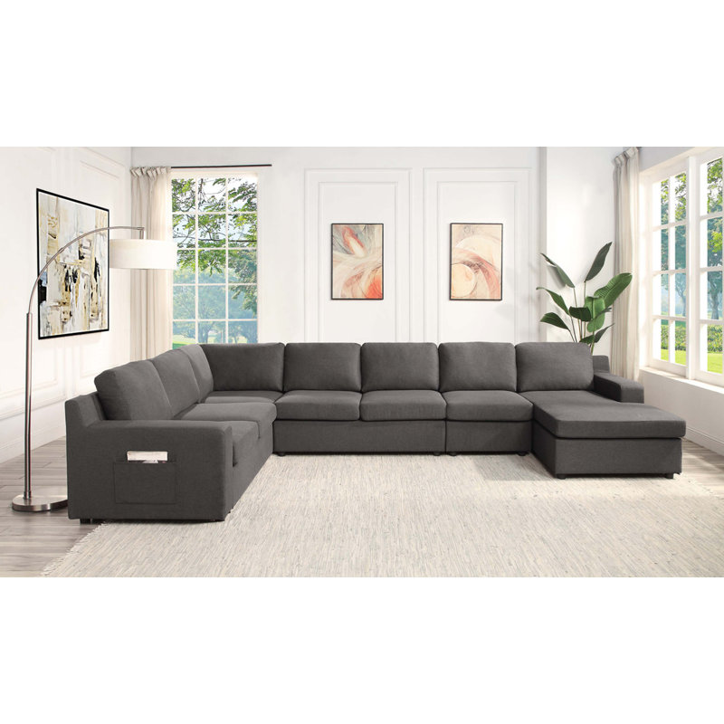 Canapé modulaire en U à 7 places avec poche Waylon 145,5 po, Orienté à gauche (vu de face)