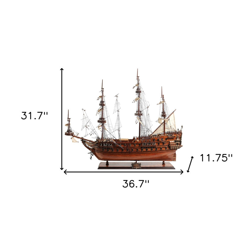 32 "bois brun bois massif peint à la main c1665 Bateau miniature Zeven
