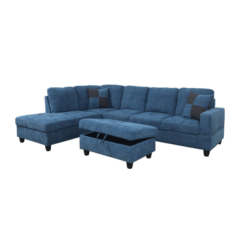 Crius 103.5" Upholstered L-Shape Sectional, Black, Left Hand Facing