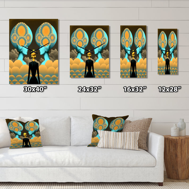 Déesse oracle efflorescence - très grandes horloges murales abstraites modernes, H 32 po x l 24 po x P 1 po