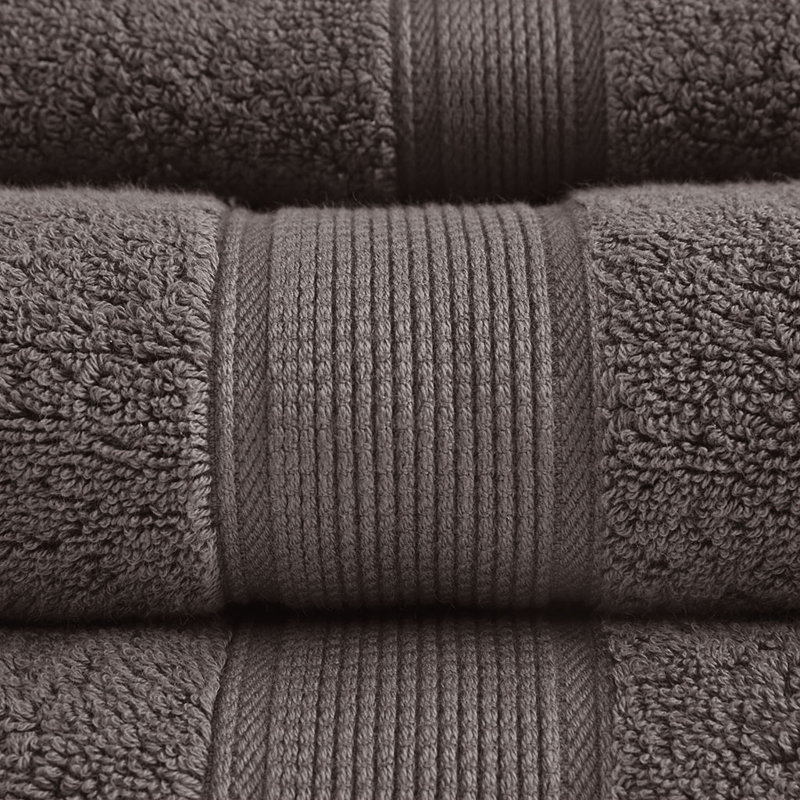 Gracie Mills Eulalia 800 GSM Cotton 8-Piece Antimicrobial Towel Set, Brown