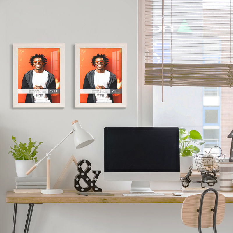 Ensemble de 2 cadres à photo simples en bois 3 po x 5 po noirs, 8 po x 10 po, Blanc