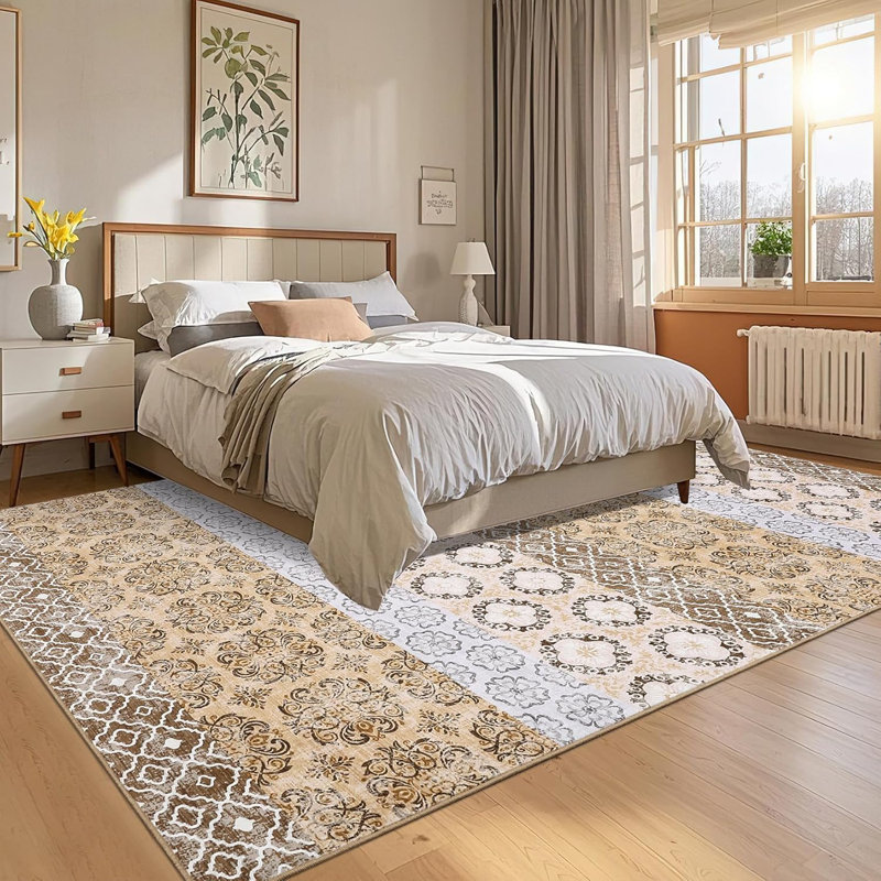 Washable Hallway Rugs Vintage Printed Carpet, Non-Shedding Farmhouse Floor Cover, Foldable Thin Accent Rugs, Easy Cleaning, for Bedroom, Kitchen, Laundry