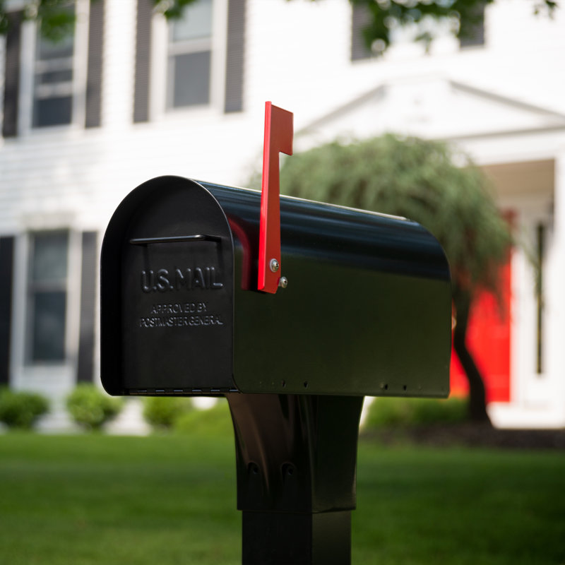 Ironside Black Post-Mount Mailbox with Magnetic Closure