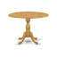 Natural Oak Finish Solid Wood Top - Round Dining Room Set with Dropleaf-106914644-109975816