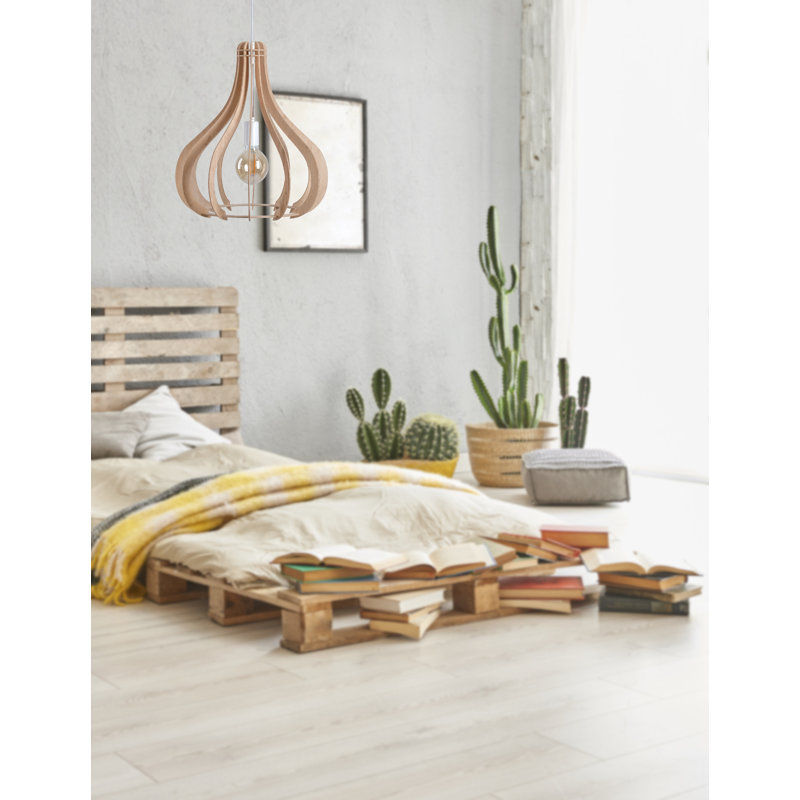 Watts 1 - Light Single Pendant, Natural Wood