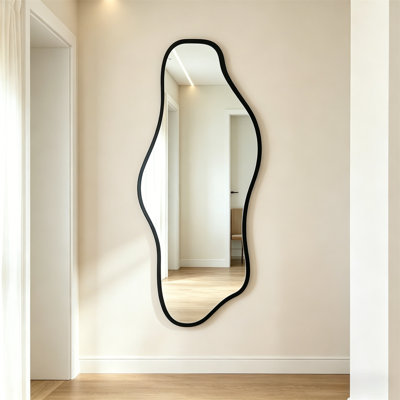 Full Body Mirror, Irregular Full-Length Mirror - Asymmetric Tempered Glass Mirror, Suitable For Modern Large Organic Frameless Mirrors In Living Rooms, Bedrooms, Corridors, And Entrances - Suspended Vertically Or Horizontally