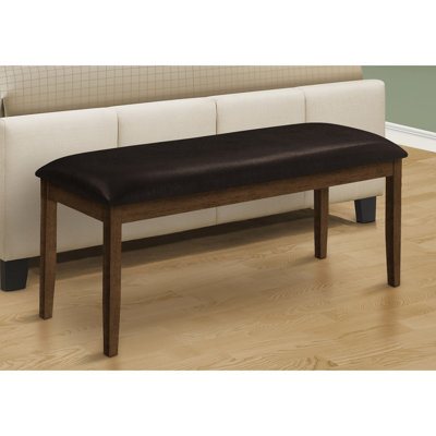 48" Rectangular Bench For Different Spaces - Brown Wood And Foam Filled Upholstered Seat Solid Frame Entryway Hallway