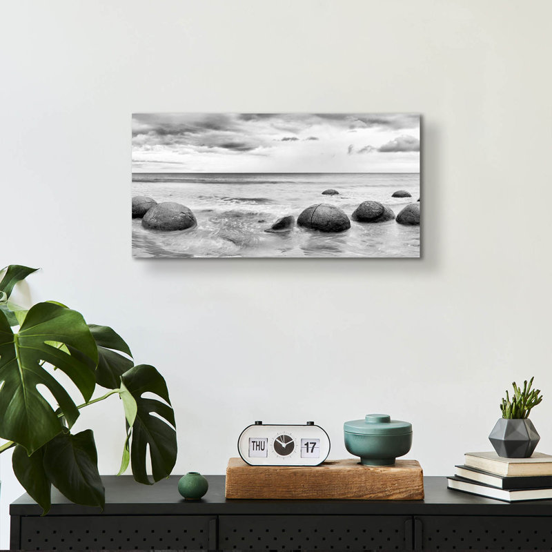«Beach Rocks 1» par Photoinc Studio, art mural en verre acrylique, H 12 po x l 24 po