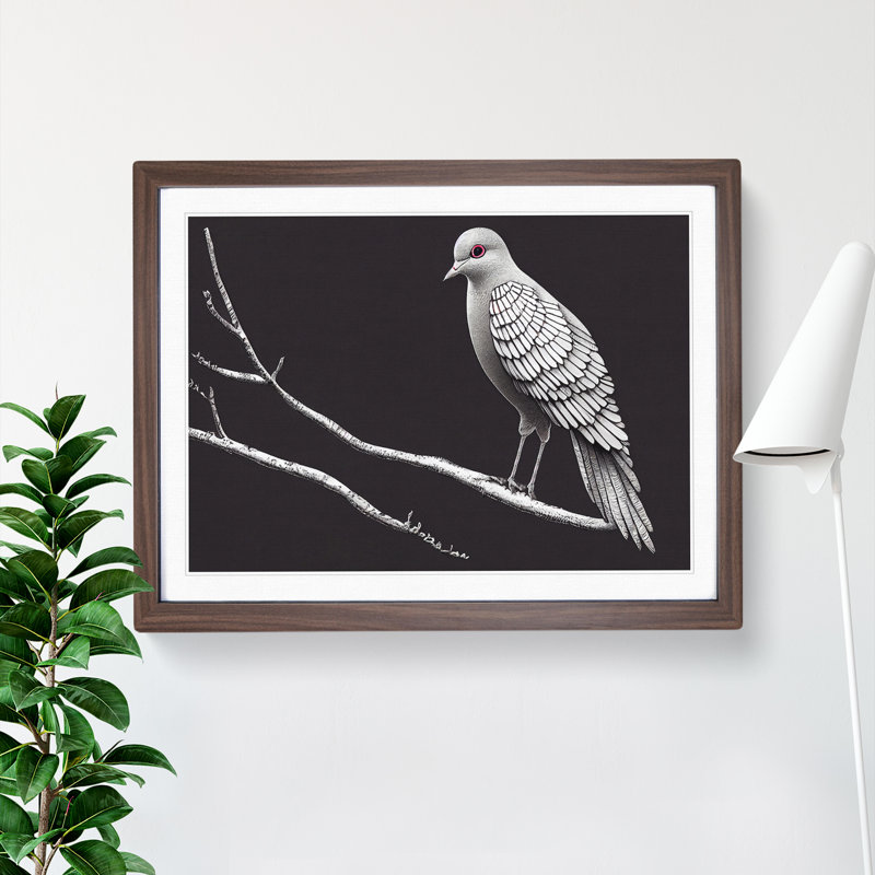 Alluring Dove Bird - Single Picture Frame Print, 46cm H x 64cm W x 2cm D, Walnut