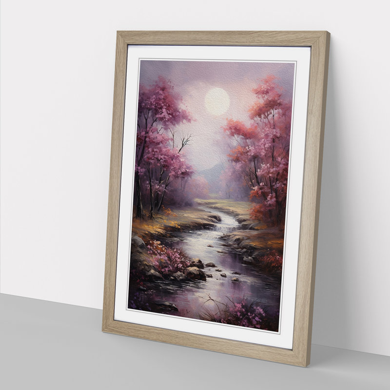 XYZ-FRM-V1223-4059 Landscape Impressionism No.2 - Single Picture Frame Print on Wood, 34cm H x 25cm W x 2cm D, Oak