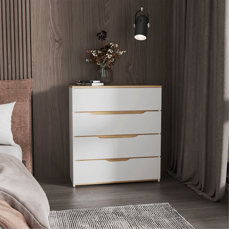 Commode 4 tiroirs Lynbrook, Blanc