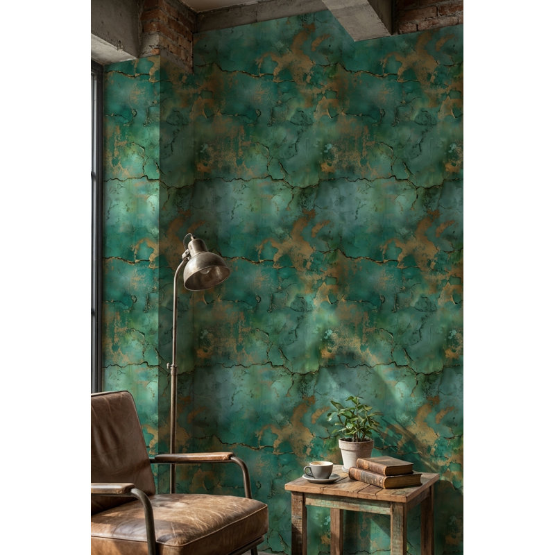 Papier peint abstrait à motif abstrait pelez et collez vert