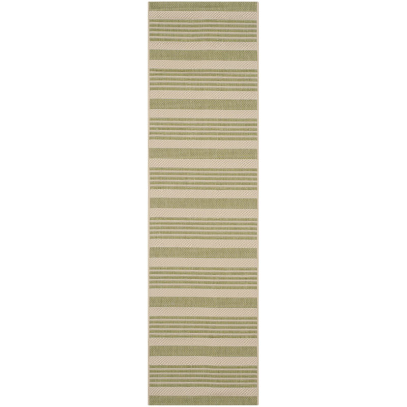 Arneshia Striped Beige/Sweet Pea Indoor/Outdoor Area Rug, Runner 2'3" x 16'