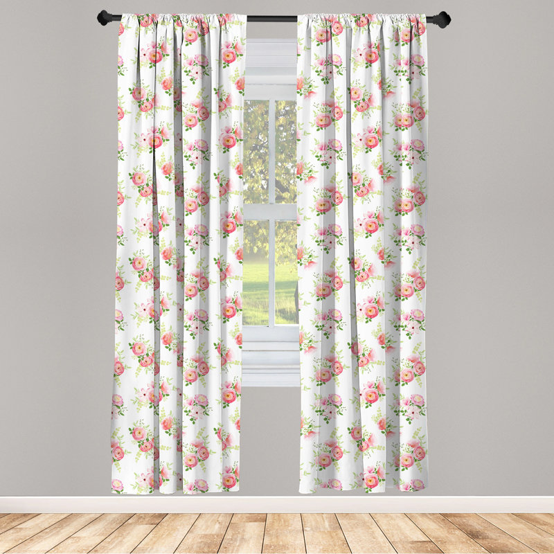 Shabby Floral Semi-Sheer Rod Pocket Sliding Panel, 28" x 63"