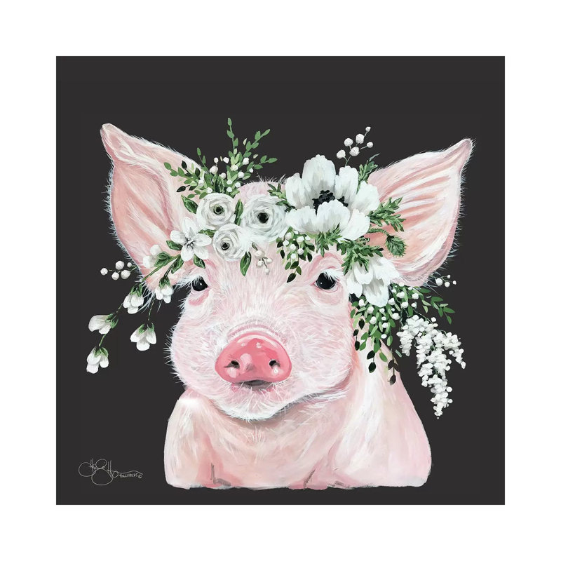 Poppy the Pig 1 Piece Wrapped Canvas Wall Art, 30.48 cm H x 30.48 cm W