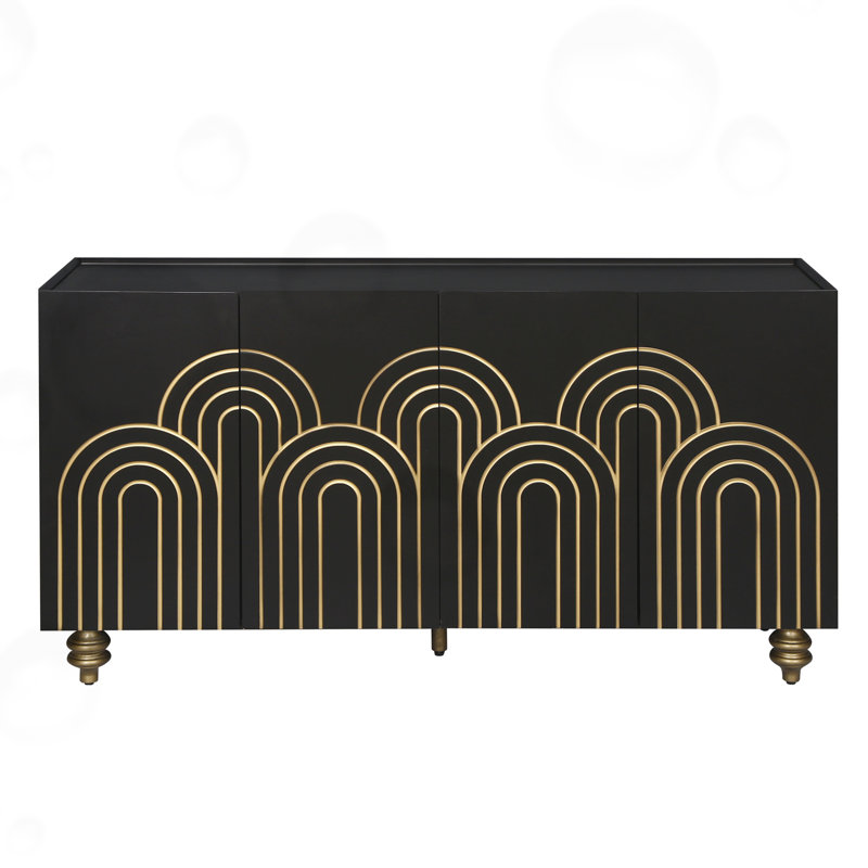Sideboard with 4 Storage Doors + Adjustable Shelves, Black
