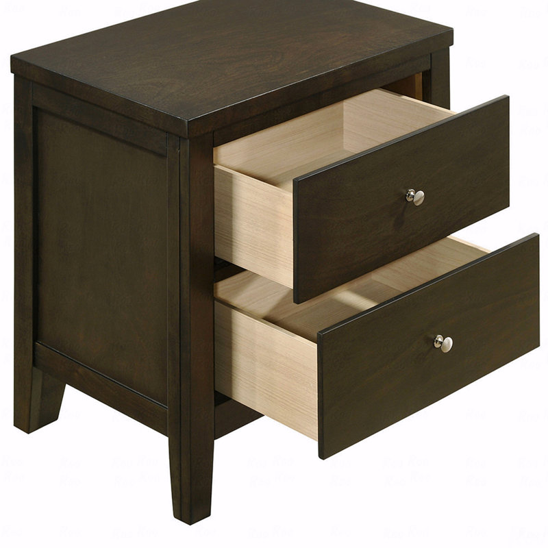 2-Drawer Bedroom Nightstand, Bedside Nightstand Table, Espresso