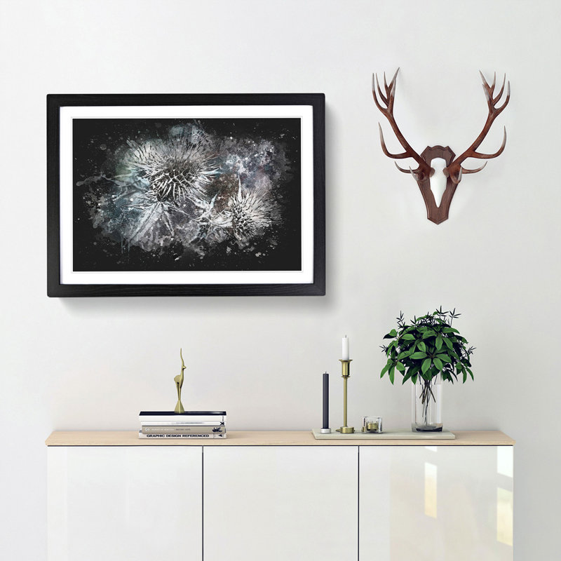 Thistle Flower - Picture Frame Graphic Art Print, 45cm H x 63cm W x 2cm D, Black Framed