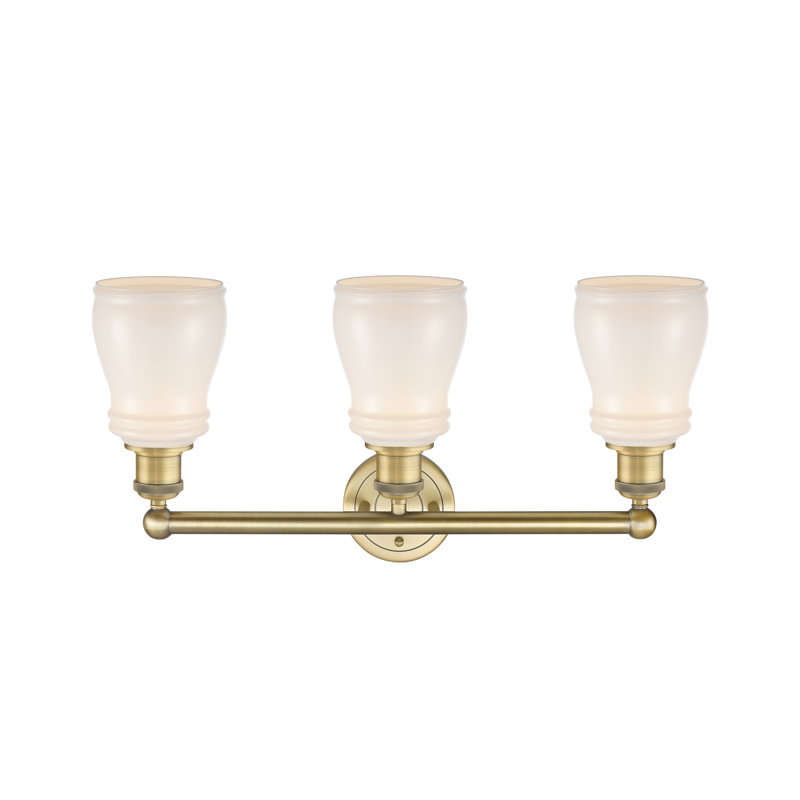 Éclairage pour meuble-lavabo à 3 lumières 22,75 po Mccarver, Blanc, Laiton brossé