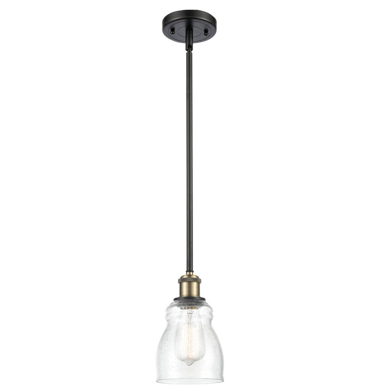 Luminaire suspendu en forme de cloche à 1 lumière Mccarver, Grainé, Laiton antique noir, Ampoule DEL 6 watts Vinage