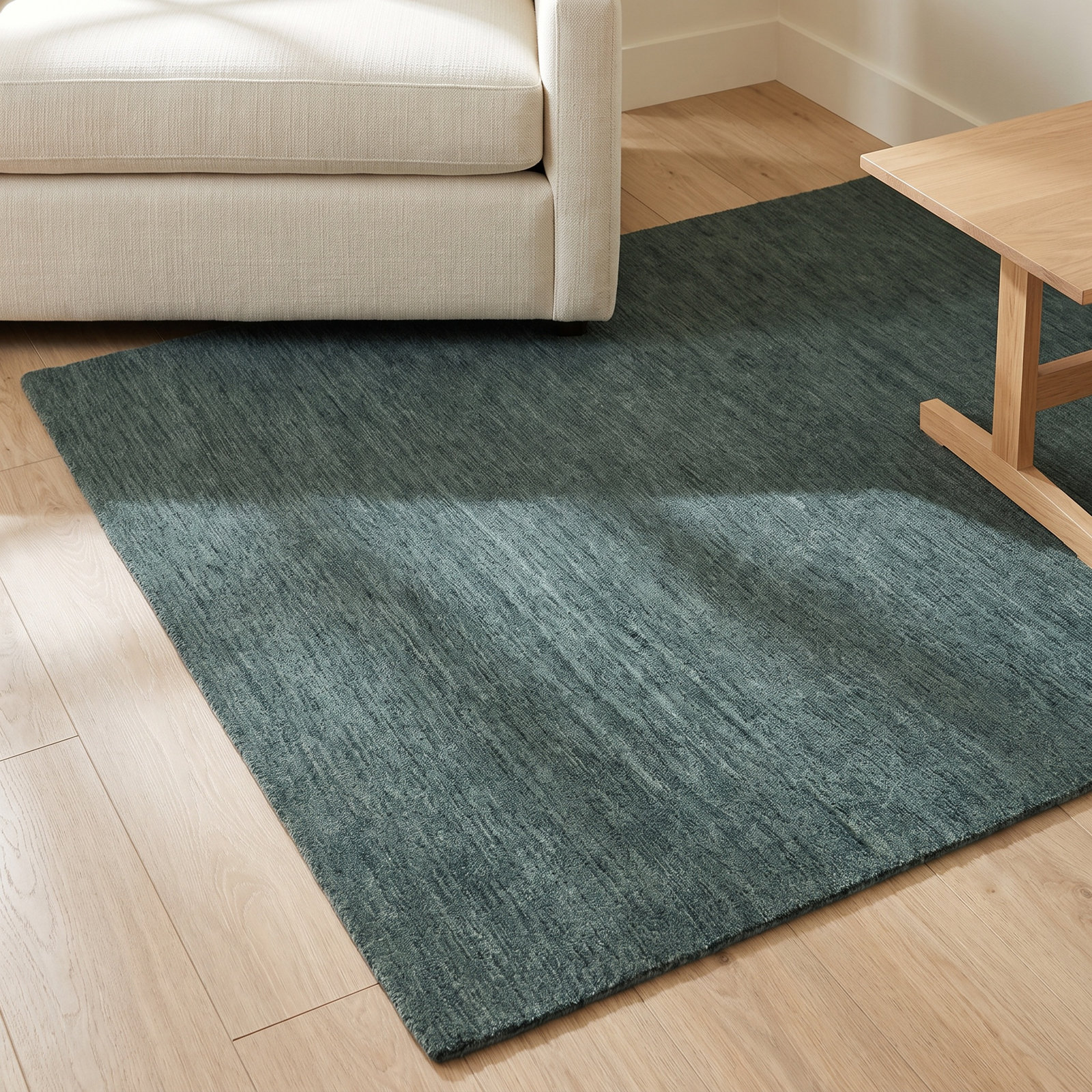 Yolandi Teal Hand-Tufted Wool Rug, Rectangle 10' x 13'