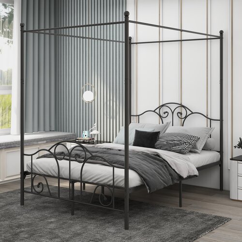 Canora Grey Mayssa Metal Canopy Bed & Reviews | Wayfair