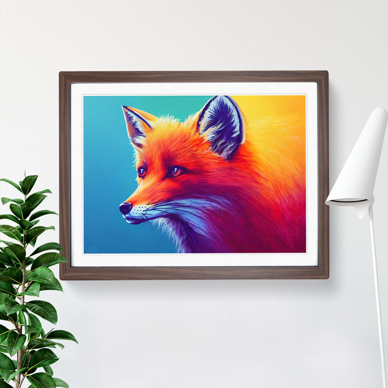 Fox Vol.3 - Single Picture Frame Painting, 46cm H x 64cm W x 2cm D, Walnut
