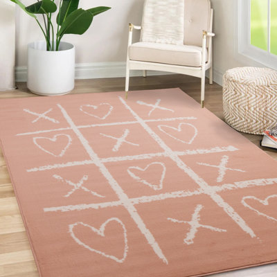 Fresno Kids Pink Playing Board Area Rug