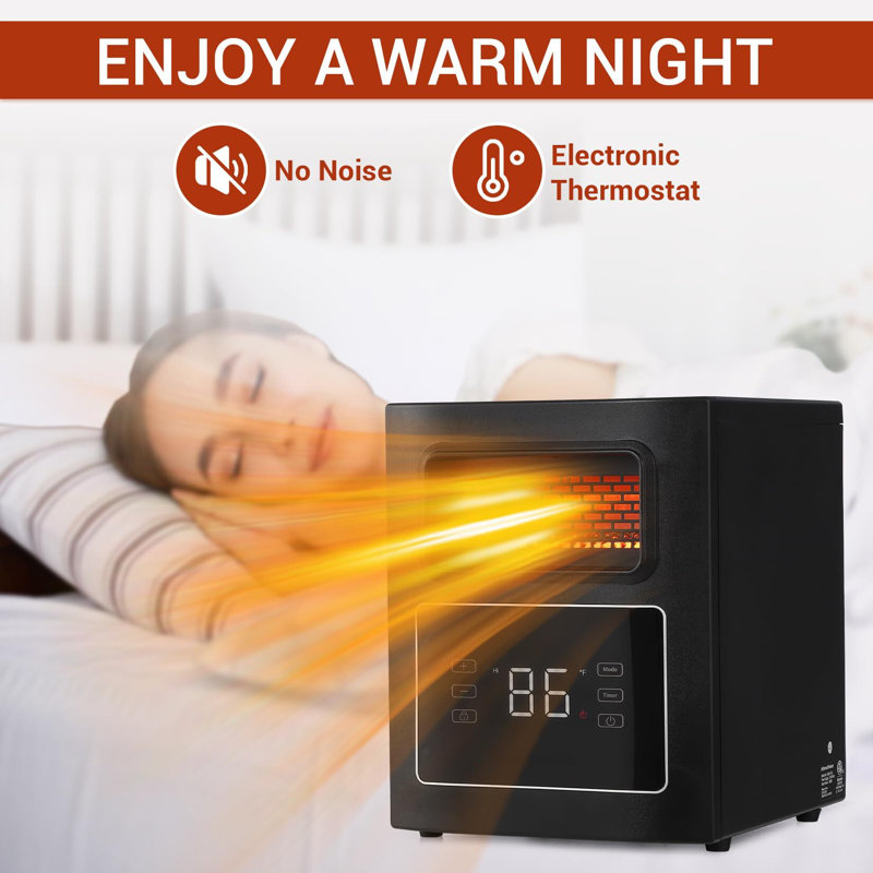 Chaufferette infrarouge à quartz pour l'intérieur, radiateurs électriques 1500W avec télécommande, thermostat, protection contre la surchauffe