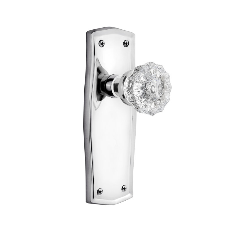 Prairie Plate with Crystal Door Knob, Bright Chrome, 2 3/4