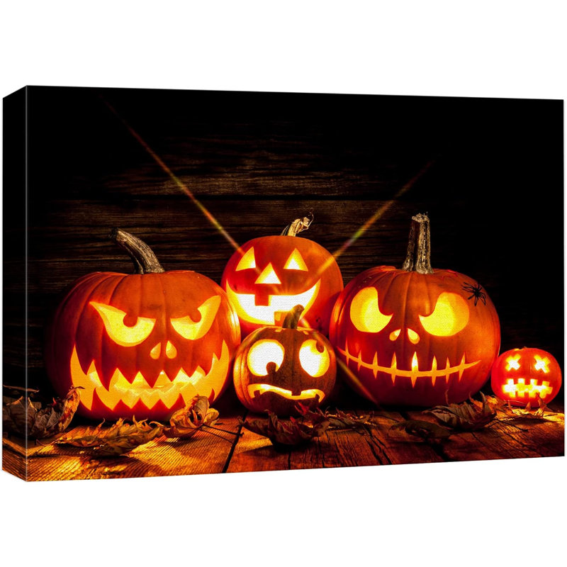 Illustration amusante de citrouilles effrayantes, Halloween, Moody foncé, illustrations d'art moderne, décor de travail