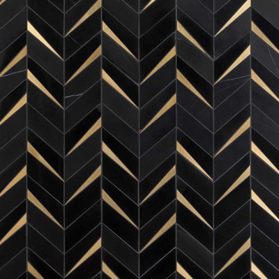 Vara Polished Marble And Brass Mosaic