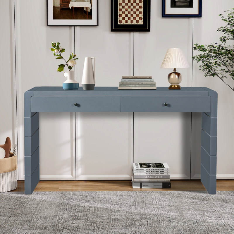 Console en bois avec 2 tiroirs, Marine