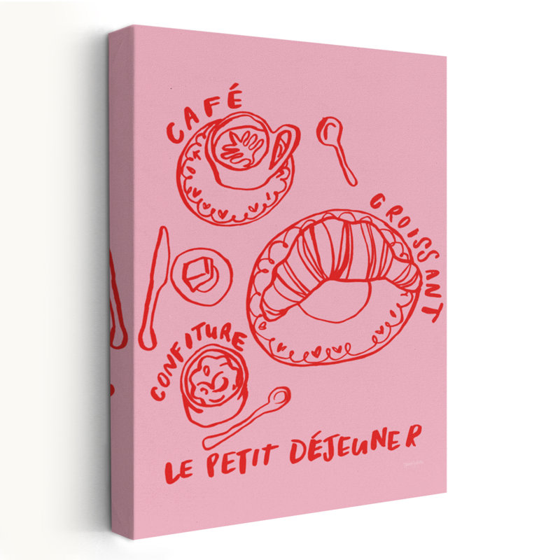Petit déjeuner Doodles I, art abstrait français, H 36 po x l 24 po