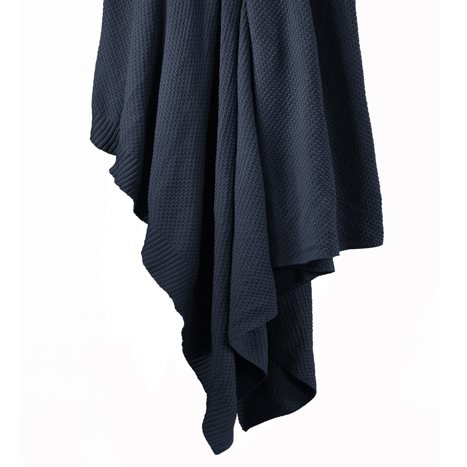 Cotton Cable Knit Solid Color Classic Chic Modern Rustic Throw Blanket, Navy, Throw