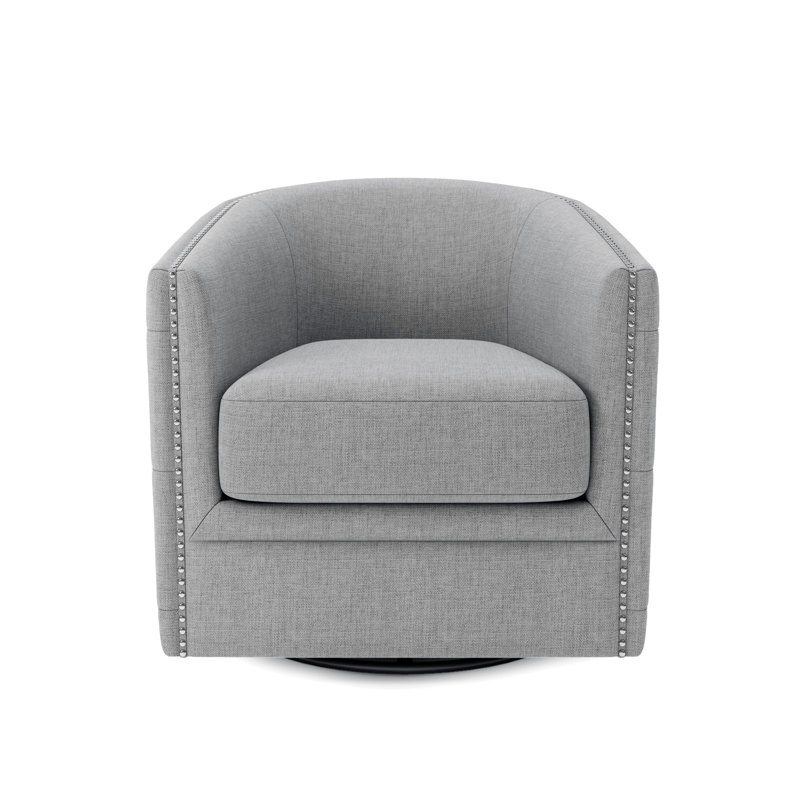 Tasniah Upholstered Swivel Club Chair, Dark Gray Polyester