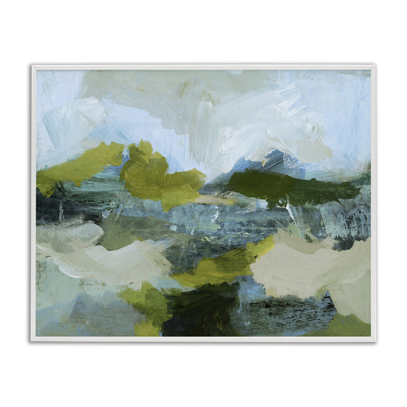 Art abstrait giclée encadré par Victoria Barnes, Estampe numérique encadrée blanc bord de mer, H 24 po x l 30 po