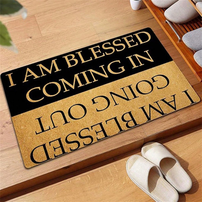 Tapis d'entrée d'entrée en polyester 15,9 po x 23,7 po «I AM Blessed» à séchage rapide avec envers antidérapant