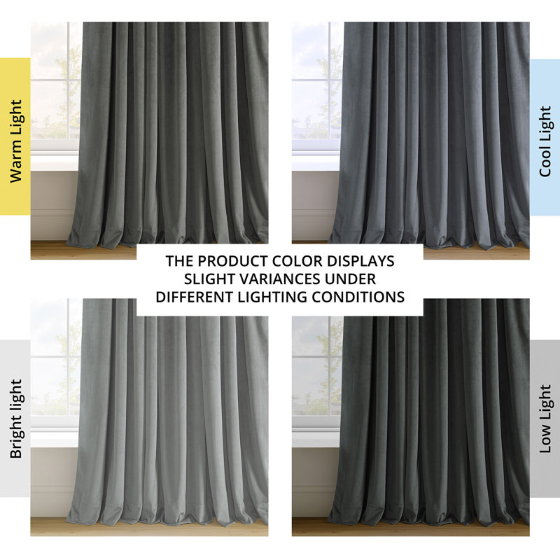 Olivia Velvet Blackout Curtain (1 Panel), Natural Gray, 100" W x 108" L