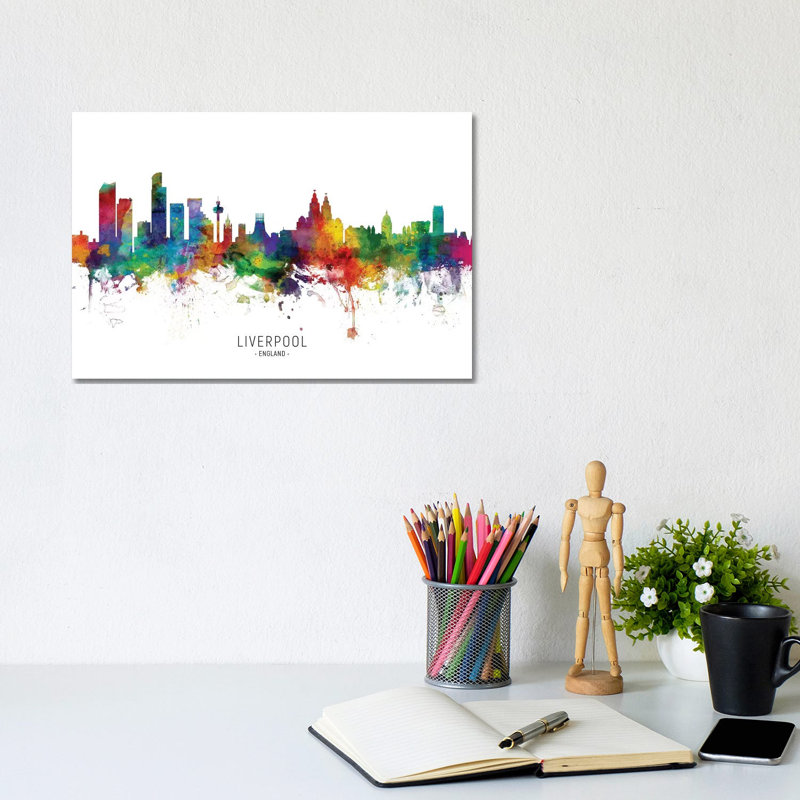 Liverpool England Skyline by Michael Tompsett - Wrapped Canvas Print, 20.32 cm H x 30.48 cm W