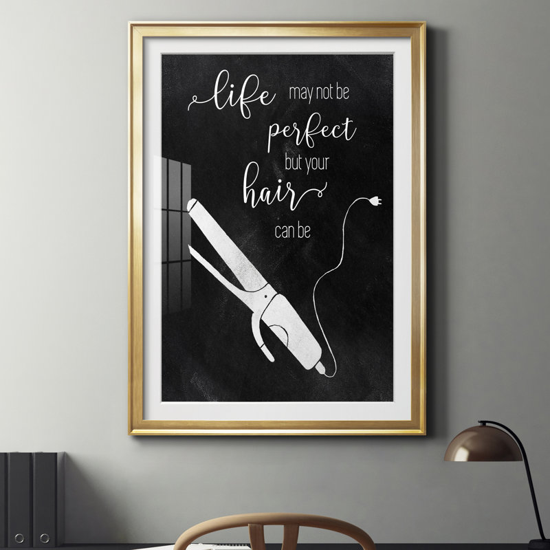 Perfect Hair - Reproduction d'art textuel sur papier encadré, Papier doré, H 22,5 po x l 30,5 po x P 1,5 po
