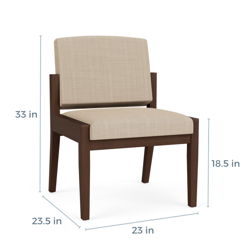 Chaise d’invité Amherst, Chambray calcaire, Noyer Riftwood