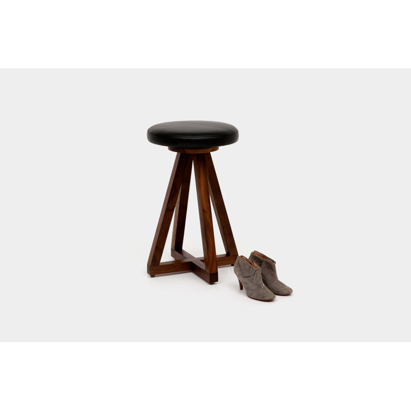 Artless X Swivel 26" Counter Stool, Black/Night, Black Oak, No Ring