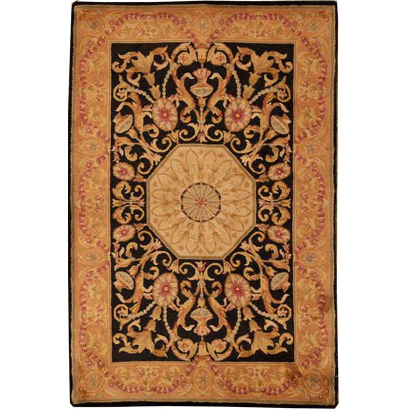 Tapis noir de haute qualité noué à la main