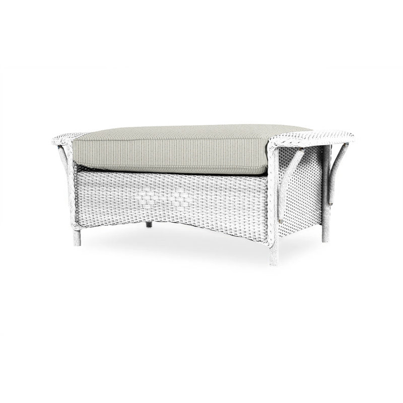 Nantucket Outdoor Ottoman, White, Demo Oatmeal