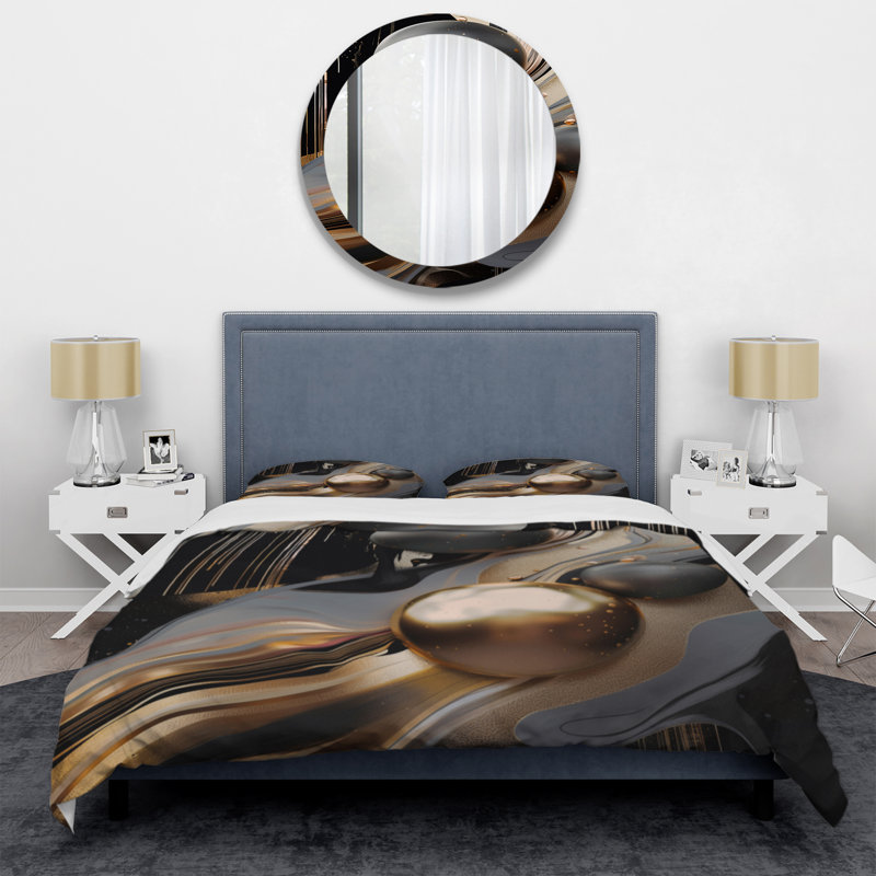 Literie , Housse de couette pour grand lit et 2 taies décor
